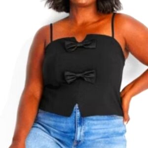 Women's Holiday Bow Front Tank Top - Future Collective Sz 1X